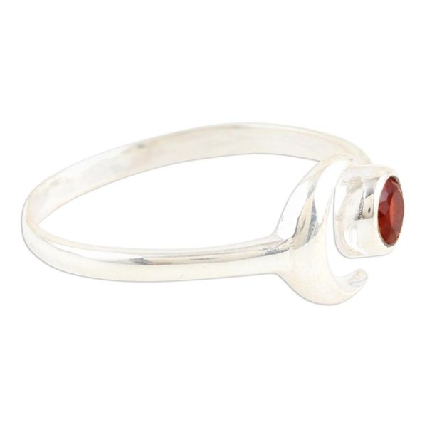 Alternate image for Moon Garnet and Sterling Silver Wrap Ring from India Celestial Beauty in Red