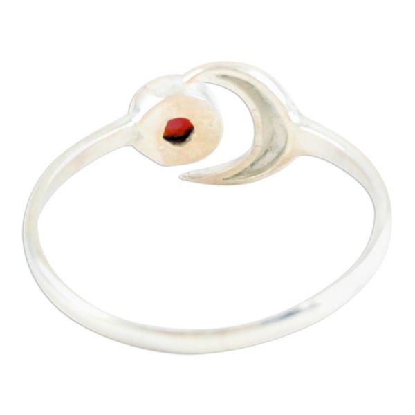 Alternate image for Moon Garnet and Sterling Silver Wrap Ring from India Celestial Beauty in Red