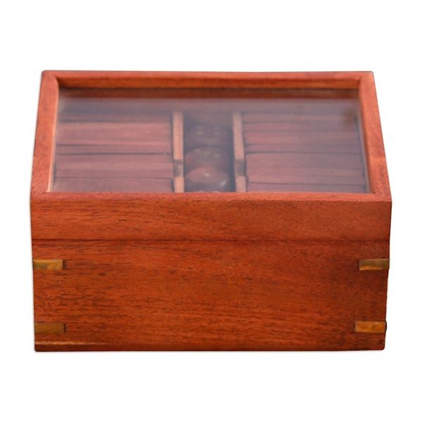 Alternate image for Handmade Acacia Wood and Glass Game Set with Brass Accents Clear Cunning
