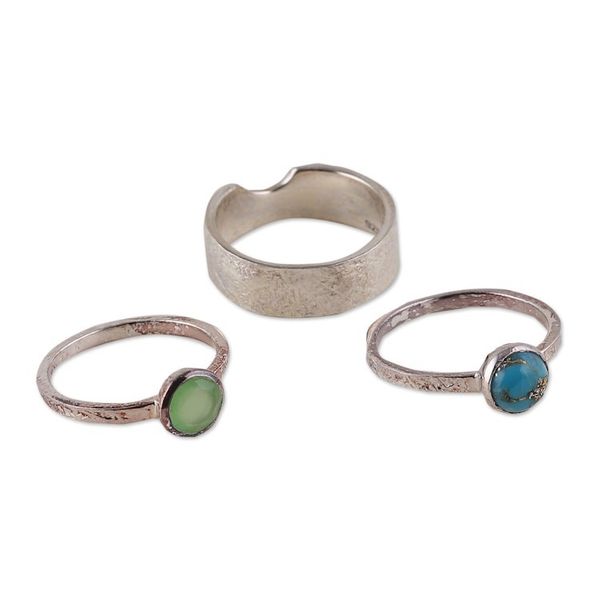 Alternate image for Set of Three Sterling Silver Rings with Gemstones Triple Pride