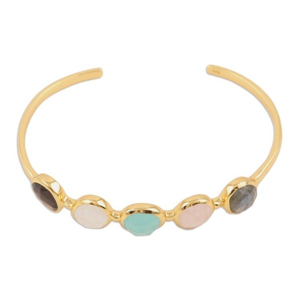 Alternate image for 18k Gold-Plated Multi-Gemstone Cuff Bracelet Made in India Colorful Glam