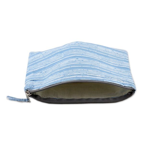 Alternate image for Cotton Cosmetic Bag with Hand-Block Printed Striped Pattern Sky Contours