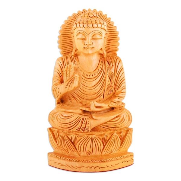 Alternate image for Hand-Carved Kadam Wood Sculpture of Master Buddha Enlightened Sanctity