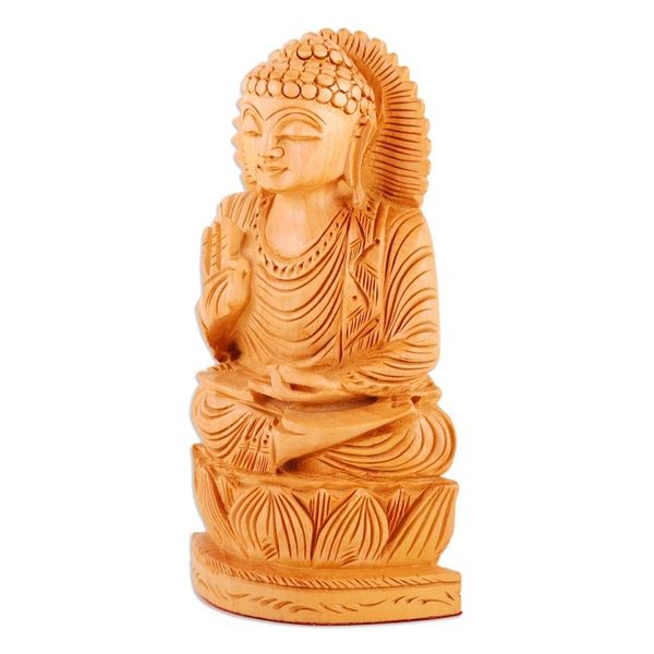 Alternate image for Hand-Carved Kadam Wood Sculpture of Master Buddha Enlightened Sanctity
