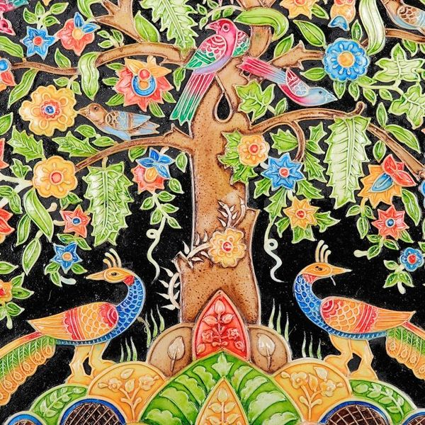 Alternate image for Marble Relief Wall Art with Tree of Life Motif from India Colorful Tree of Life