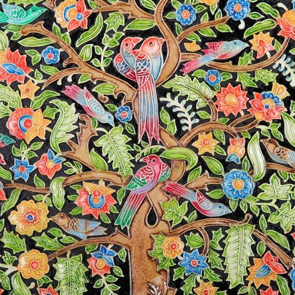 Alternate image for Marble Relief Wall Art with Tree of Life Motif from India Colorful Tree of Life