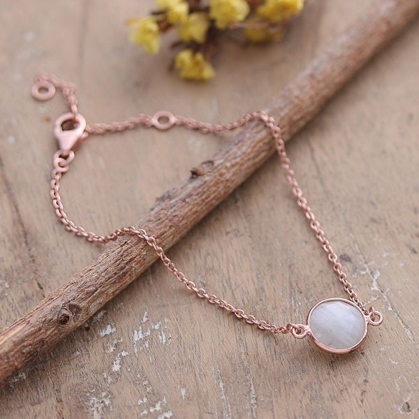 Alternate image for 18k Rose Gold-Plated Bracelet with 6-Carat Rainbow Moonstone Harmonious Core