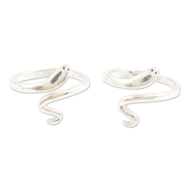 Alternate image for Pair of Sterling Silver Wrap Rings with Snakes Snake Delight