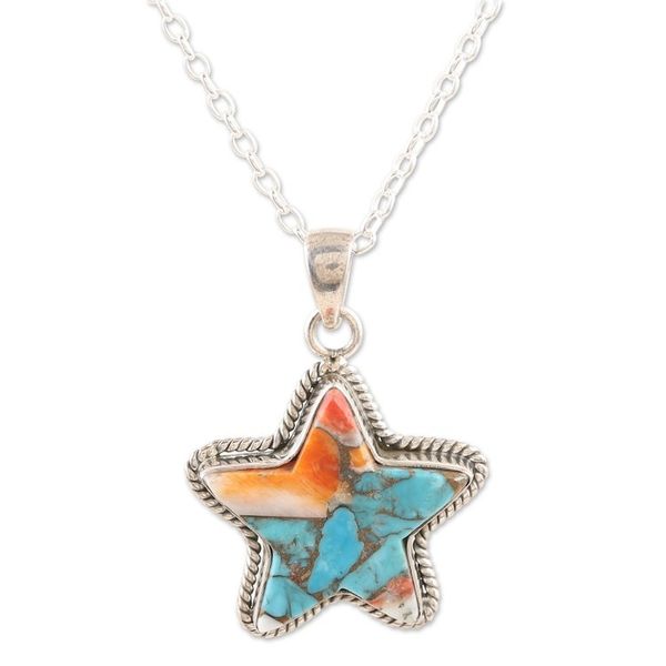 Alternate image for Star-Themed Pendant Necklace with Composite Turquoise Starry Festival