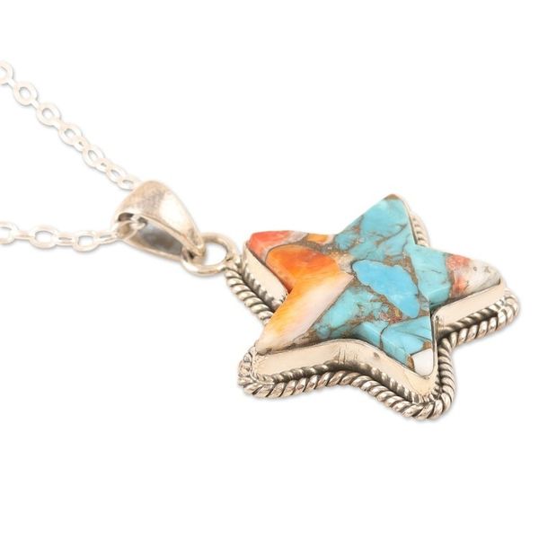Alternate image for Star-Themed Pendant Necklace with Composite Turquoise Starry Festival