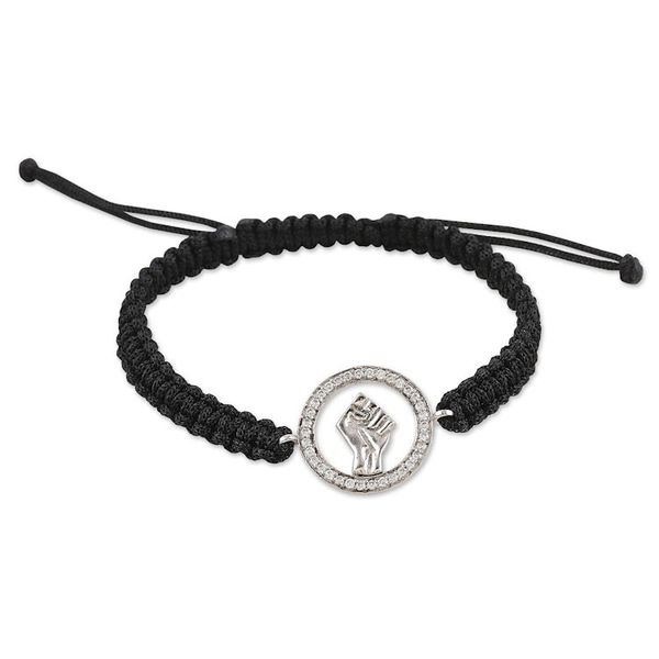 Alternate image for Black Macrame Cord Bracelet with Fist Pendant and Gems Bonds of Power