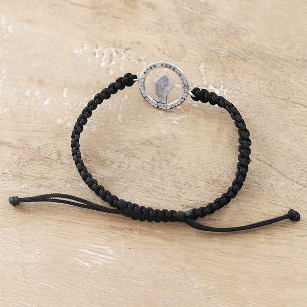 Alternate image for Black Macrame Cord Bracelet with Fist Pendant and Gems Bonds of Power