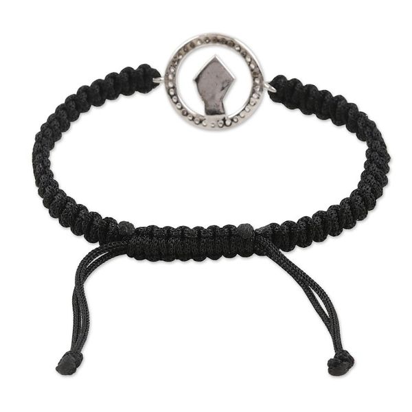 Alternate image for Black Macrame Cord Bracelet with Fist Pendant and Gems Bonds of Power