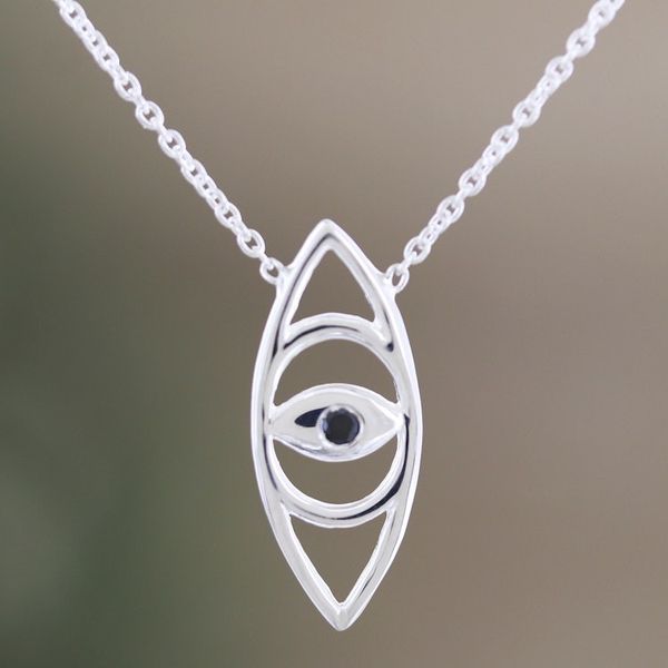 Alternate image for Cubic Zirconia Eye-Shaped Pendant Necklace from India Supreme Eye