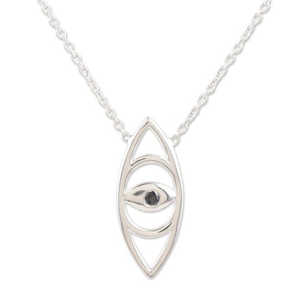 Alternate image for Cubic Zirconia Eye-Shaped Pendant Necklace from India Supreme Eye