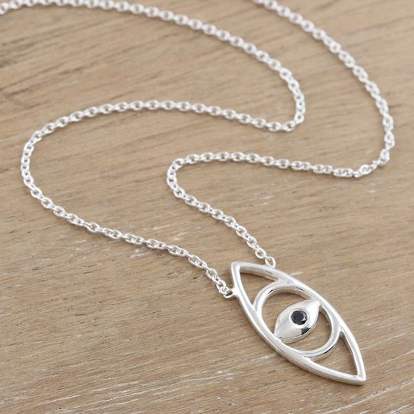 Alternate image for Cubic Zirconia Eye-Shaped Pendant Necklace from India Supreme Eye