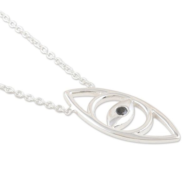 Alternate image for Cubic Zirconia Eye-Shaped Pendant Necklace from India Supreme Eye