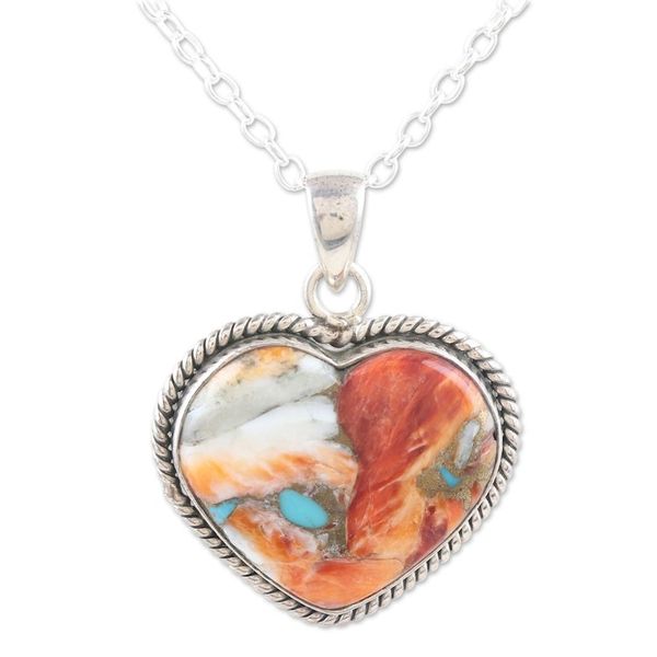 Alternate image for Heart-Themed Pendant Necklace with Composite Turquoise Romantic Festival