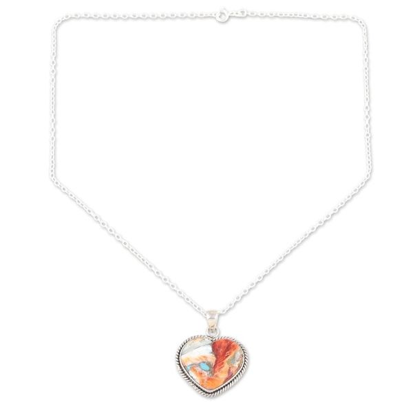 Alternate image for Heart-Themed Pendant Necklace with Composite Turquoise Romantic Festival