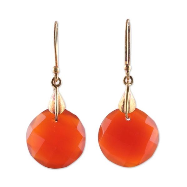 Alternate image for High-Polished 22k Gold-Plated Carnelian Dangle Earrings Courageous Victory