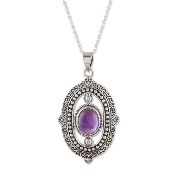 Alternate image for Amethyst and Sterling Silver Pendant Necklace from India Twilight Enchantment