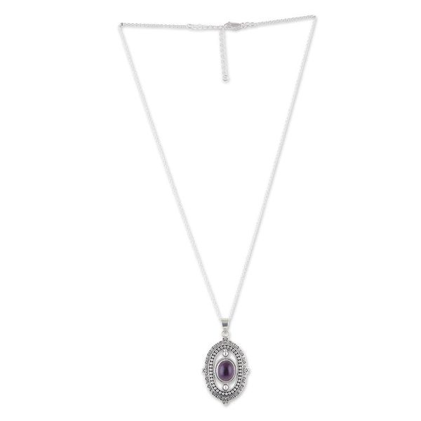 Alternate image for Amethyst and Sterling Silver Pendant Necklace from India Twilight Enchantment
