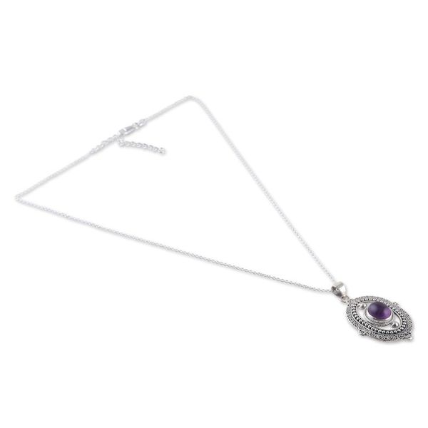 Alternate image for Amethyst and Sterling Silver Pendant Necklace from India Twilight Enchantment