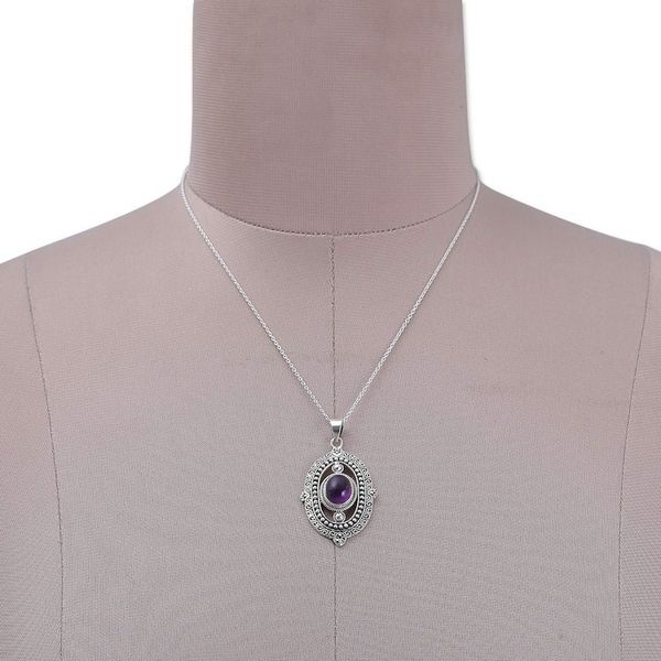 Alternate image for Amethyst and Sterling Silver Pendant Necklace from India Twilight Enchantment