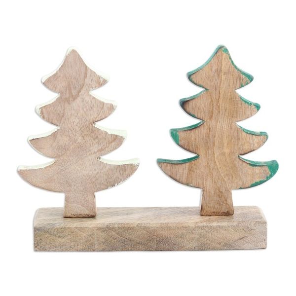 Alternate image for Mango Wood Snowy Tree Sculpture Hand-Carved in India Snowy Forest