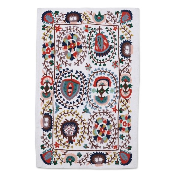 Alternate image for Cotton Wall Hanging with Colorful Embroidered Details Tender Spring