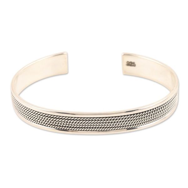 Alternate image for Polished Sterling Silver Cuff Bracelet Crafted in India Luxurious Bonds