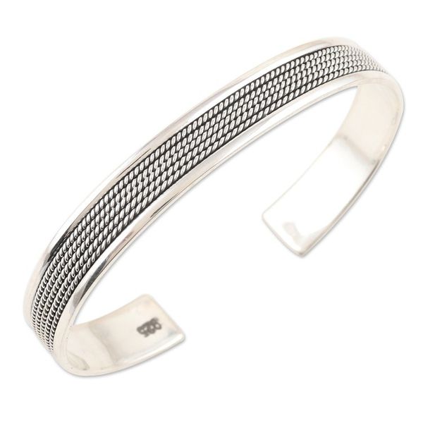 Alternate image for Polished Sterling Silver Cuff Bracelet Crafted in India Luxurious Bonds