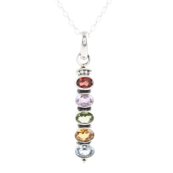 Alternate image for Sterling Silver Pendant Necklace with Five-Carat Gemstones Earths Soul