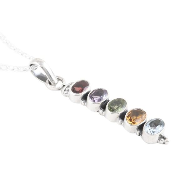 Alternate image for Sterling Silver Pendant Necklace with Five-Carat Gemstones Earths Soul