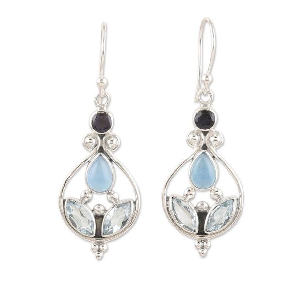 Alternate image for Multi-Gemstone Sterling Silver Dangle Earrings from India Chic Appeal