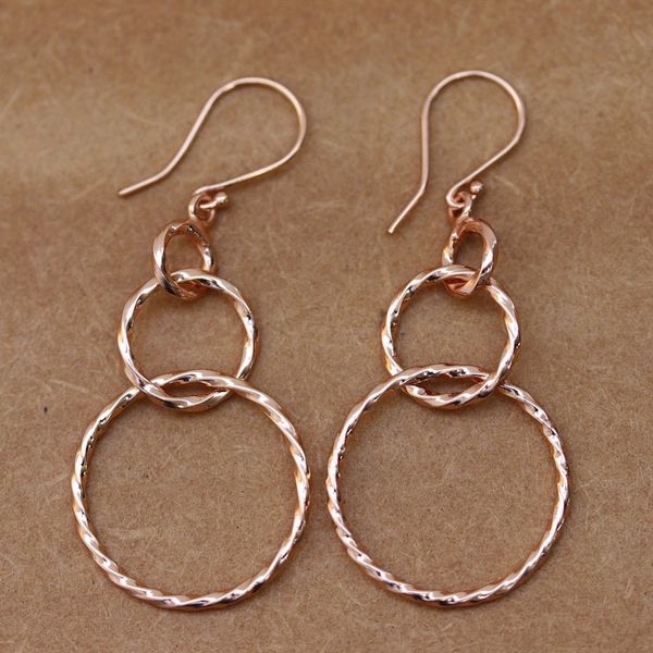 Alternate image for 22k Rose Gold-Plated Sterling Silver Looped Dangle Earrings Rose Loop