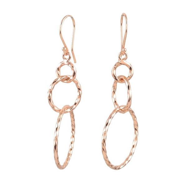 Alternate image for 22k Rose Gold-Plated Sterling Silver Looped Dangle Earrings Rose Loop