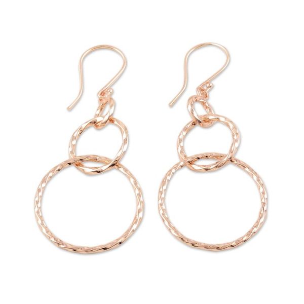 Alternate image for 22k Rose Gold-Plated Sterling Silver Looped Dangle Earrings Rose Loop