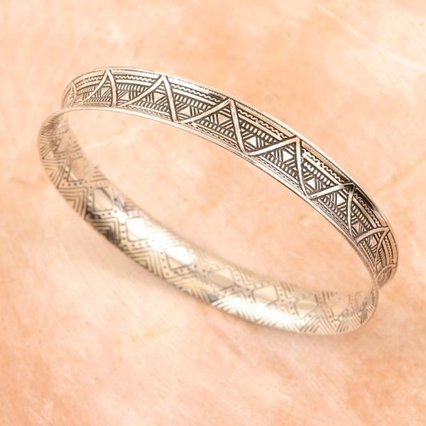 Alternate image for Traditional Sterling Silver Bangle Bracelet from India Palatial Halo