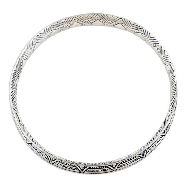 Alternate image for Traditional Sterling Silver Bangle Bracelet from India Palatial Halo
