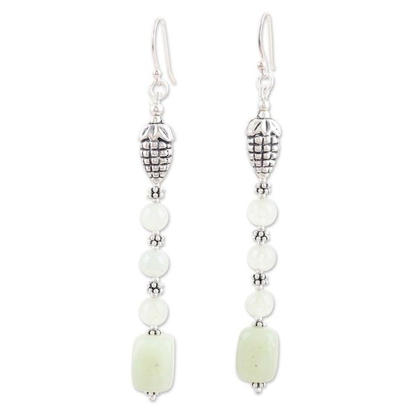 Alternate image for Sterling Silver Dangle Earrings with Aventurine Gemstones Prosperous