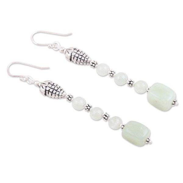 Alternate image for Sterling Silver Dangle Earrings with Aventurine Gemstones Prosperous