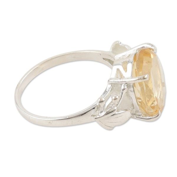 Alternate image for 5-Carat Faceted Citrine Cocktail Ring in High Polish Finish Pretty Yellow