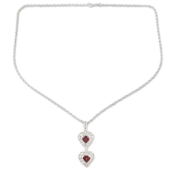 Alternate image for Romantic Sterling Silver Garnet and Topaz Pendant Necklace Strong Ties