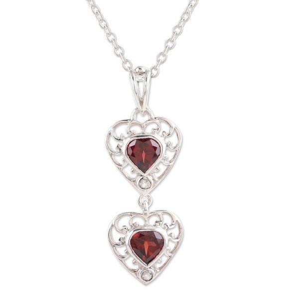 Alternate image for Romantic Sterling Silver Garnet and Topaz Pendant Necklace Strong Ties