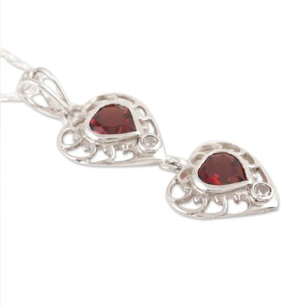 Alternate image for Romantic Sterling Silver Garnet and Topaz Pendant Necklace Strong Ties