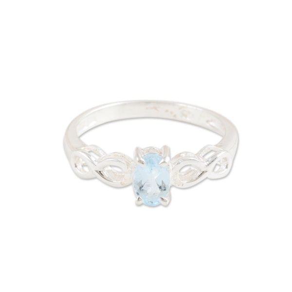 Alternate image for Sterling Silver Ring with Blue Topaz Stone Infinity Motif Sky Infinity