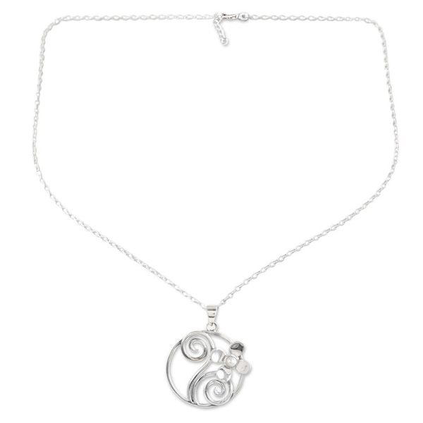 Alternate image for Floral Sterling Silver Pendant Necklace with Cultured Pearl Floral Style