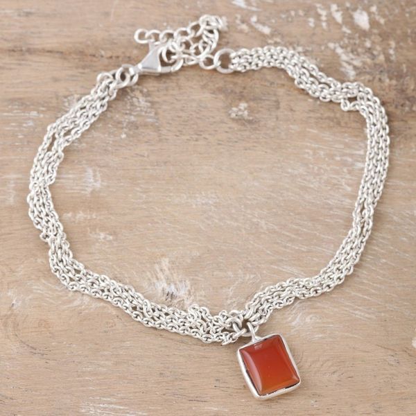 Alternate image for Charm Bracelet Made with Carnelian and Sterling Silver Sunset Frame