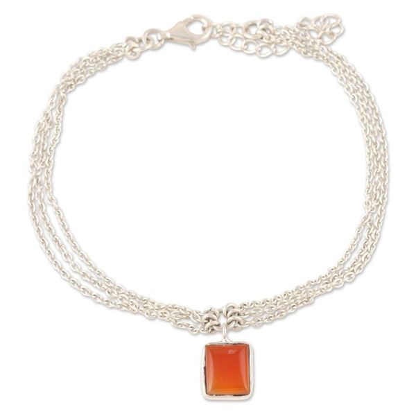Alternate image for Charm Bracelet Made with Carnelian and Sterling Silver Sunset Frame